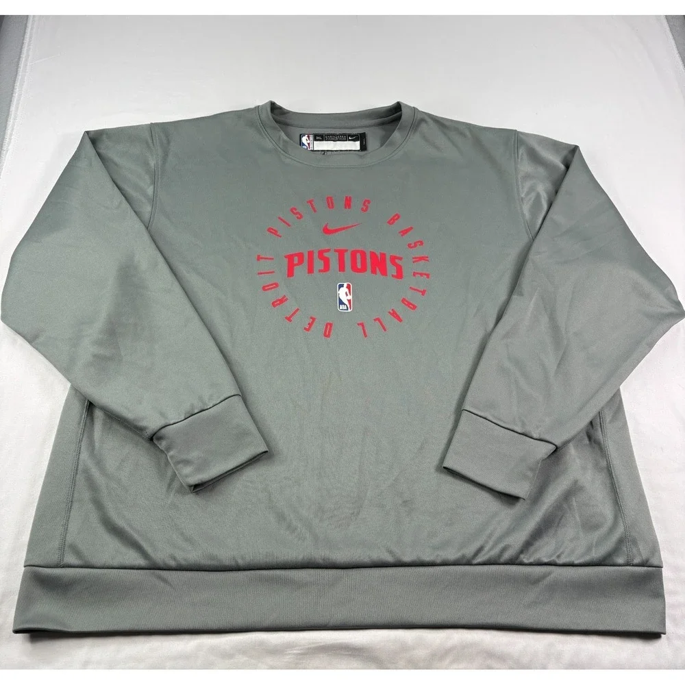 Detroit Pistons Nike Sweatshirt Mens 3XLT Tall Gray Team Issued Pullover NBA